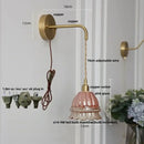 DecorBites™ Amber Glass LED Wall Light Pull Chain Switch Modern Flower Sconce