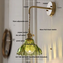 DecorBites™ Amber Glass LED Wall Sconce, Brass Finish, Adjustable Wire, Modern Nordic Style