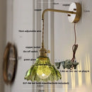 DecorBites™ Amber Glass LED Wall Sconce, Brass Finish, Adjustable Wire, Modern Nordic Style