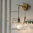 DecorBites™ Amber Glass LED Wall Sconce, Brass Finish, Adjustable Wire, Modern Nordic Style