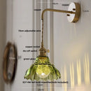 DecorBites™ Amber Glass LED Wall Sconce, Brass Finish, Adjustable Wire, Modern Nordic Style