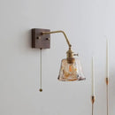 DecorBites™ Amber Glass LED Wall Sconce Pull Chain Switch.