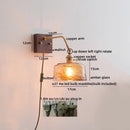 DecorBites™ Amber Glass LED Wall Sconce Pull Chain Switch.