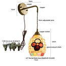 DecorBites™ Amber Glass LED Wall Sconce with Pull Chain Switch for Bedroom and Bathroom