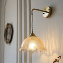 DecorBites™ Amber Glass LED Wall Sconce with Pull Chain Switch for Bedroom and Bathroom