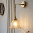 DecorBites™ Amber Glass LED Wall Sconce with Pull Chain Switch for Bedroom and Bathroom