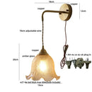 DecorBites™ Amber Glass LED Wall Sconce with Pull Chain Switch for Bedroom and Bathroom