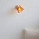 DecorBites™ Amber Glass LED Wall Sconce with Pull Chain Switch, Nordic Modern Wood Stair Light