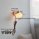 DecorBites™ Amber Glass LED Wall Sconce with Pull Chain Switch, Nordic Modern Wood Stair Light