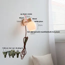 DecorBites™ Amber Glass LED Wall Sconce with Pull Chain Switch, Nordic Modern Wood Stair Light
