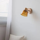 DecorBites™ Amber Glass LED Wall Sconce with Pull Chain Switch, Nordic Modern Wood Stair Light
