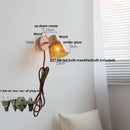 DecorBites™ Amber Glass LED Wall Sconce with Pull Chain Switch, Nordic Modern Wood Stair Light