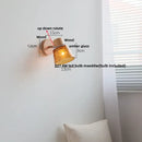 DecorBites™ Amber Glass LED Wall Sconce with Pull Chain Switch, Nordic Modern Wood Stair Light