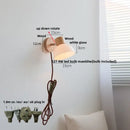 DecorBites™ Amber Glass LED Wall Sconce with Pull Chain Switch, Nordic Modern Wood Stair Light