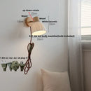 DecorBites™ Amber Glass LED Wall Sconce with Pull Chain Switch, Nordic Modern Wood Stair Light