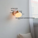DecorBites™ Amber Glass LED Wall Sconce with Pull Chain Switch, Nordic Modern Wood Stair Light