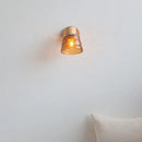 DecorBites™ Amber Glass LED Wall Sconce with Pull Chain Switch, Nordic Modern Wood Stair Light