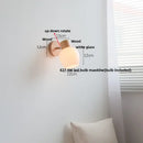DecorBites™ Amber Glass LED Wall Sconce with Pull Chain Switch, Nordic Modern Wood Stair Light