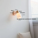 DecorBites™ Amber Glass LED Wall Sconce with Pull Chain Switch, Nordic Modern Wood Stair Light