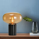 DecorBites™ Amber Glass Table Lamp for Modern Living Spaces