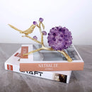 Amethyst flower ball bird sculpture gold office desk decor