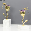 DecorBites™ Amethyst Flower Ornaments Gold-plated Dragonfly Decor Sculpture Room Decor