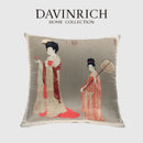 Ancient chinese beauty embroidered velvet pillow cover living room