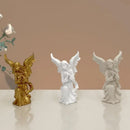 DecorBites™ Angel Figurine White Gold Resin Sculpture Collectible Statue Home Decor