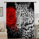 DecorBites™ Animal Avatars Printed 2PC Curtains: Lions, Tigers, Leopards for Kitchen, Cafe, Living Room