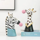 DecorBites™ Animal Bust Succulent Vase Hand-Painted Resin Figure with Giraffe/Zebra/Bear/Panda Blowing Bubbles