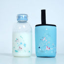 Kawaii penguin glass water bottle with yellow flowers kitchen travel