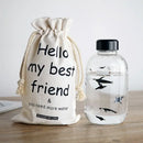 Kawaii penguin glass water bottle with yellow flowers kitchen travel