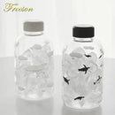Kawaii penguin glass water bottle with yellow flowers kitchen travel