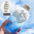 Kawaii penguin glass water bottle with yellow flowers kitchen travel