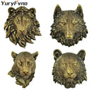 DecorBites™ Animal Head Wall Hanger: Decorative Resin Wildlife Hook Rack Statue