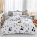 Playful white & black animal pattern bedding set bedroom duvet cover