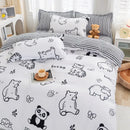 Playful white & black animal pattern bedding set bedroom duvet cover