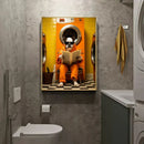 Humorous framed animal posters set bathroom wall decor