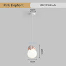 Gray animal resin pendant lamps for children's bedroom