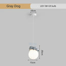 Gray animal resin pendant lamps for children's bedroom