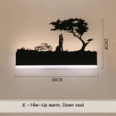 Black metal elephant silhouette animal wall lamps for living room