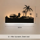 Black metal elephant silhouette animal wall lamps for living room