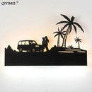 Black metal elephant silhouette animal wall lamps for living room