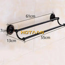 DecorBites™ Antique Black Brass Double Towel Bar 30-60cm - YT-12298-H