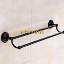 DecorBites™ Antique Black Brass Double Towel Bar 30-60cm - YT-12298-H