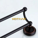 DecorBites™ Antique Black Brass Double Towel Bar 30-60cm - YT-12298-H