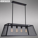 DecorBites™ Antique Black Iron Trapezoid Suspension Light with 4 Heads - Restaurant Island Chandelier