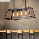 DecorBites™ Antique Black Iron Trapezoid Suspension Light with 4 Heads - Restaurant Island Chandelier