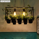 DecorBites™ Antique Black Metal Island Pendant: 2 Heads with LED Down Lighting for Restaurants, Plant Decor