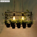 DecorBites™ Antique Black Metal Island Pendant: 2 Heads with LED Down Lighting for Restaurants, Plant Decor